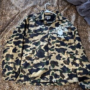 Vintage A Bathing Ape Green Camo Coach Jacket